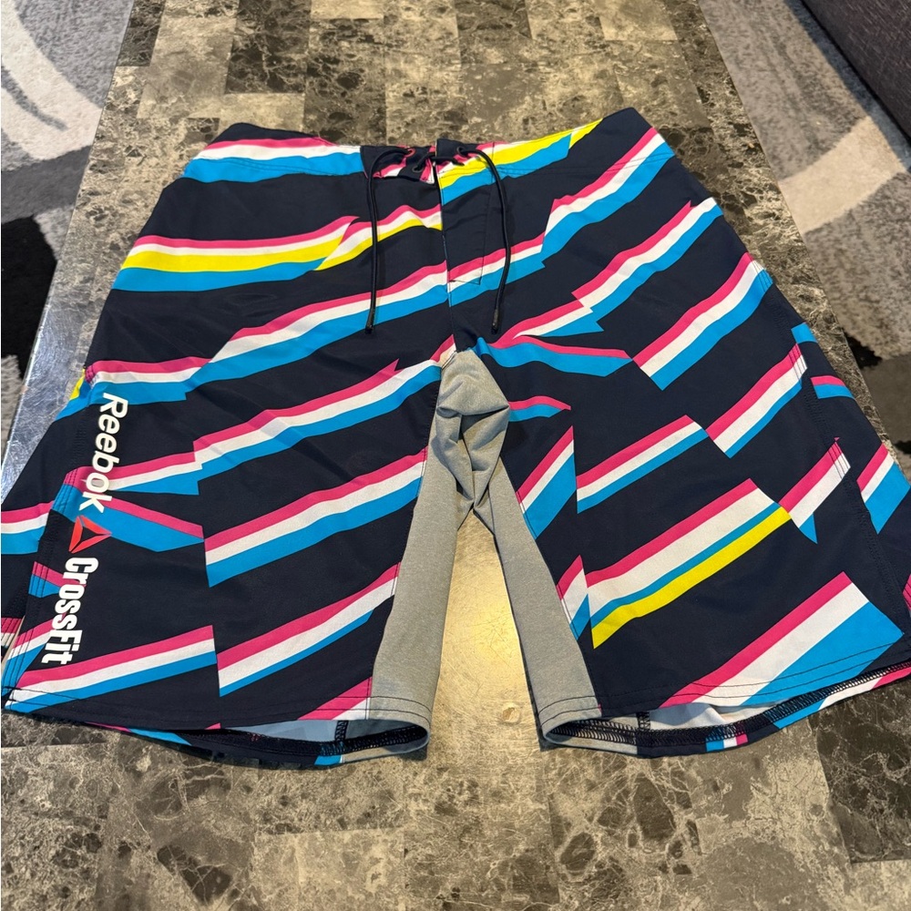 Men’s CrossFit Striped Athletic Shorts - Multicolor size S